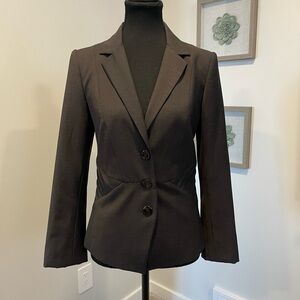 Le Chateau Charcoal Women's Tailored Wool Purple Lined Blazer EUC